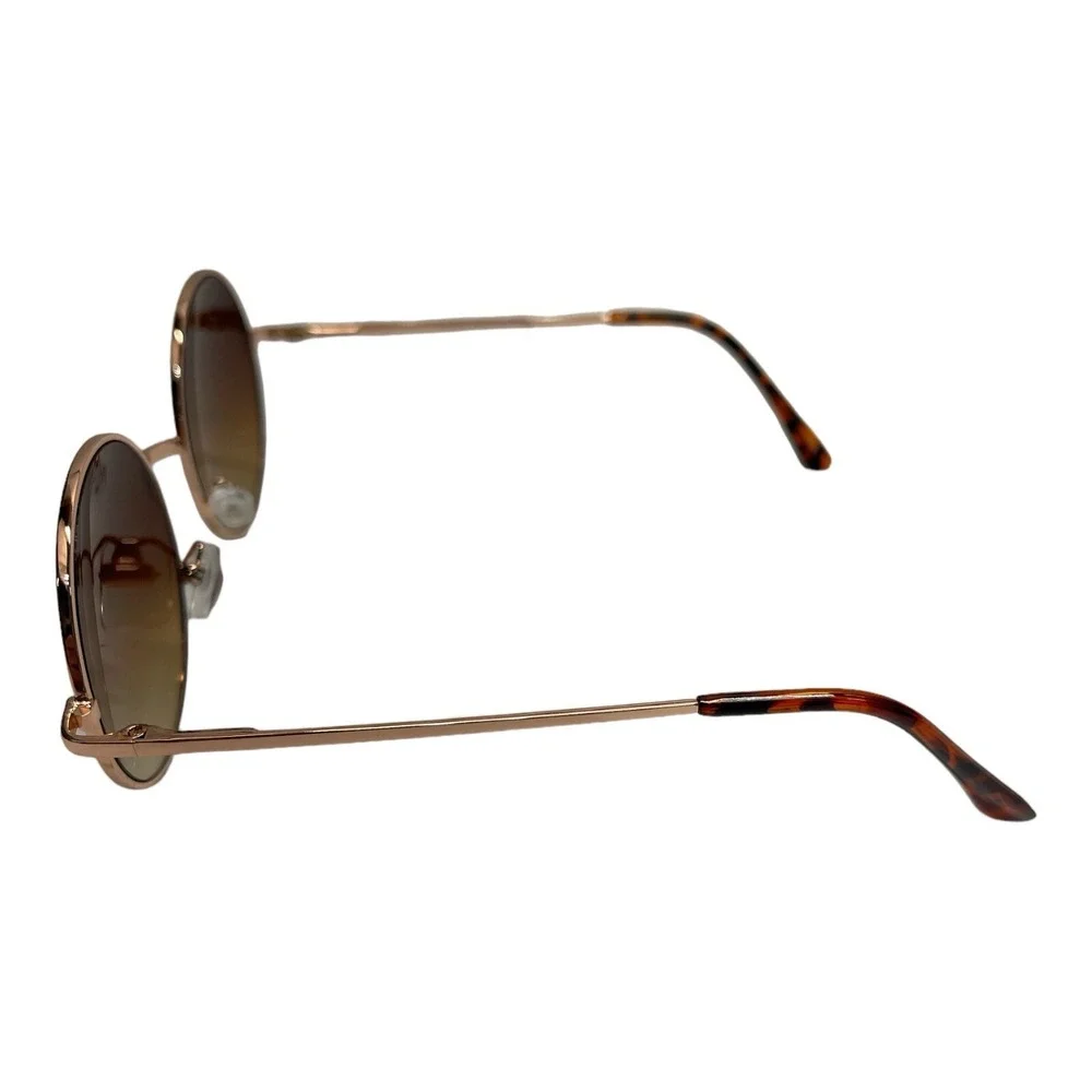 ROUND SUNGLASSES 2 TONE ORANGE-YELLOW COLORED LENS HIPPIE HIPPSTER UV PROTECTION